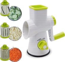 Load image into Gallery viewer, Rotary Cheese Grater, Vegetable Slicer with Three Grater Drums, Safe and Reliable Hand Grater, Vacuum Suction Base, for Vegetables, Fruits, Cheese
