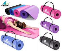 Load image into Gallery viewer, Yoga Mat Thick 10mm Non Slip NBR Carry Strap 183cm x 61cm Fitness Exercise Gym
