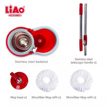 Load image into Gallery viewer, Spin Mop and Bucket Sets Microfiber Cleaning Floors Stainless Steel Handle
