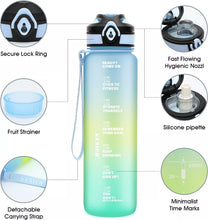 Load image into Gallery viewer, 1L Sports Water Bottle Gym Travel Drinking Leak proof Bottle with Straw BPA Free
