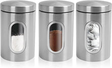 Load image into Gallery viewer, Set of 3 Tea Coffee Sugar Kitchen Storage Canisters Jars Pots Containers Tins UK
