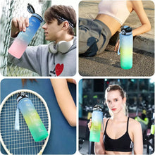 Load image into Gallery viewer, 1L Sports Water Bottle Gym Travel Drinking Leak proof Bottle with Straw BPA Free
