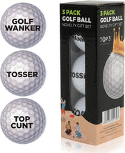 Load image into Gallery viewer, Pack of 3 Golf Balls Rude Funny Horrible Novelty Joke Gift For Men Golfers
