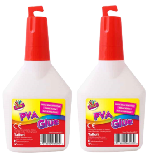 2 x PVA Glue Washable Kids Safe Ideal For School Craft Home Office - 500ml