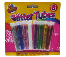 Load image into Gallery viewer, Glitter Tubes 8 Assorted Colours Art Crafts School Kids Children DIY Scrapbook
