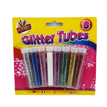 Load image into Gallery viewer, Glitter Tubes 8 Assorted Colours Art Crafts School Kids Children DIY Scrapbook
