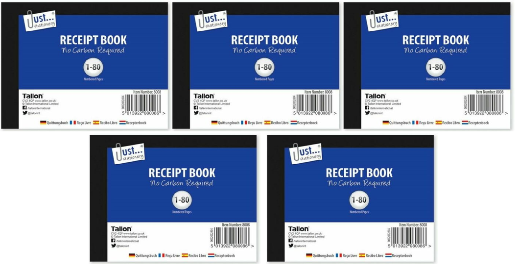 HALF SIZE RECEIPT BOOK Small Invoice Duplicate Pad 80 Pages No Carbon Required