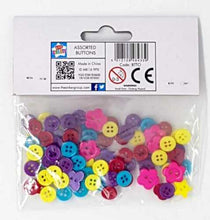Load image into Gallery viewer, 90 Assorted Colour Acrylic Plastic Buttons For Card making Embellishments Craft
