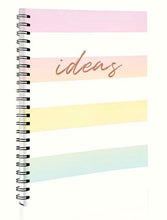 Load image into Gallery viewer, Rose Gold Pastel Stripes &#39;IDEAS&#39; A5 Spiral Bound Twin Wire Hard Cover Notebook
