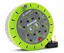 Load image into Gallery viewer, STATUS 13A 4 Way Socket 5M Extension Lead Cassette Reel with Thermal Out (Green)
