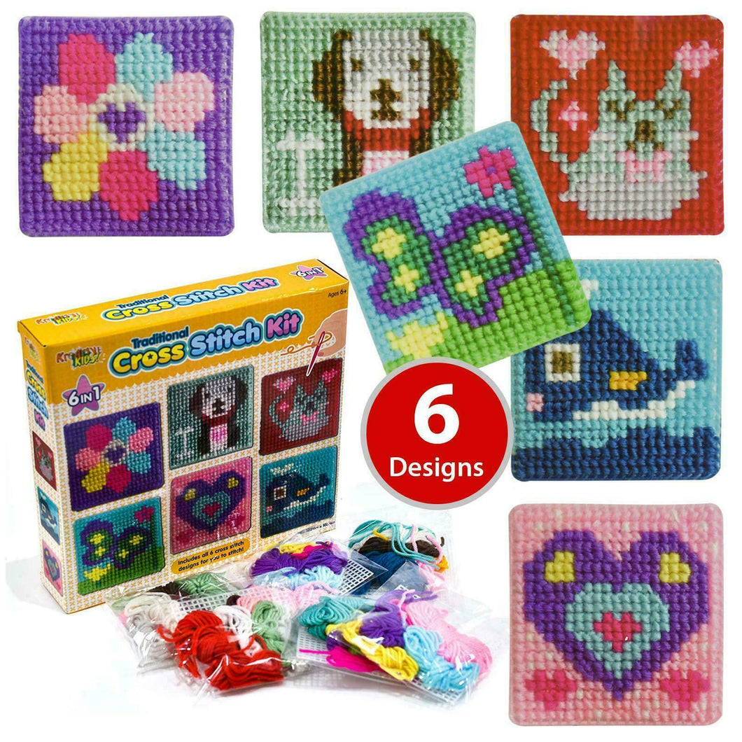 Craft Set Cross Stitch Kit Kids 6 Traditional Children Tapestry Sewing Kids Toy