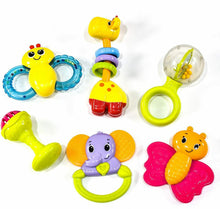 Load image into Gallery viewer, 6 Pack Baby Toddler Newborn Rattles Teether Soothing Easy Grip Textured Toy 3m+
