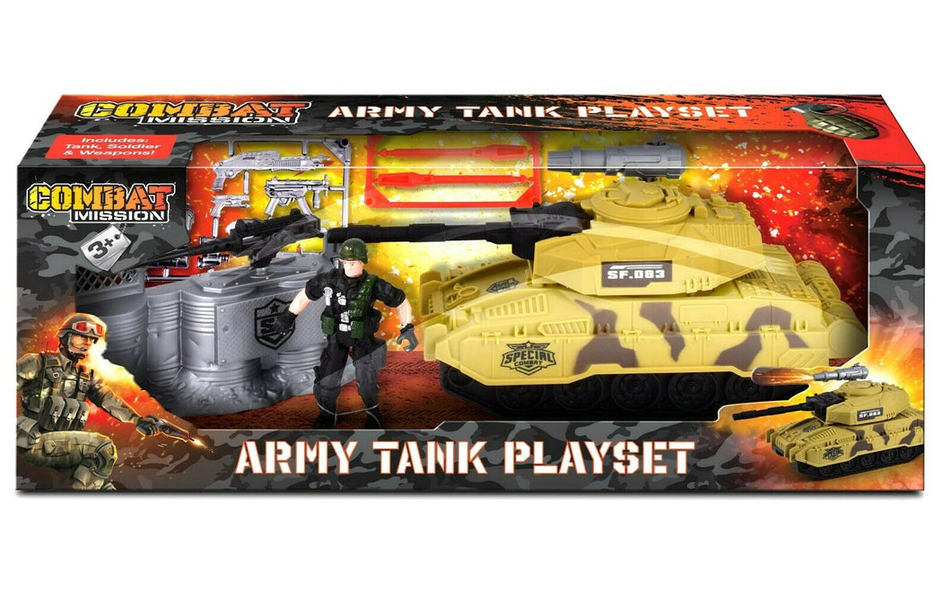 Combat Mission Army Tank Playset Military Base Soldier Attack Children Toy Gift