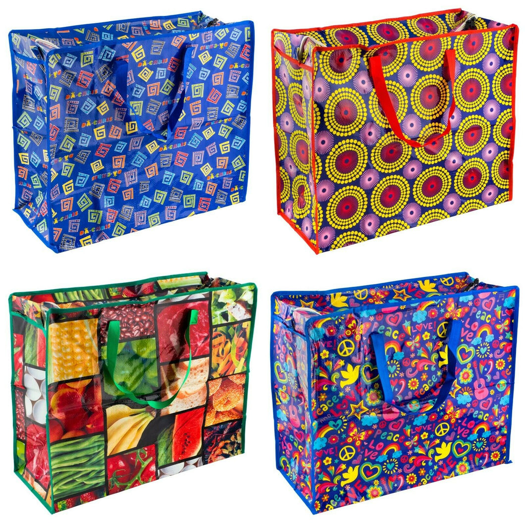LAUNDRY STORAGE BAG SHOPPING BAGS ZIPPED STRONG EXTRA LARGE 55x46x24cm