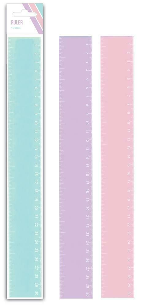 Pastel Colour 30cm 12'' Plastic Rulers School Work Home Office Desk Stationery