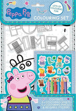Load image into Gallery viewer, Peppa Pig Colouring Set Art &amp; Craft Pencils &amp; Stickers Travel Activity Book New
