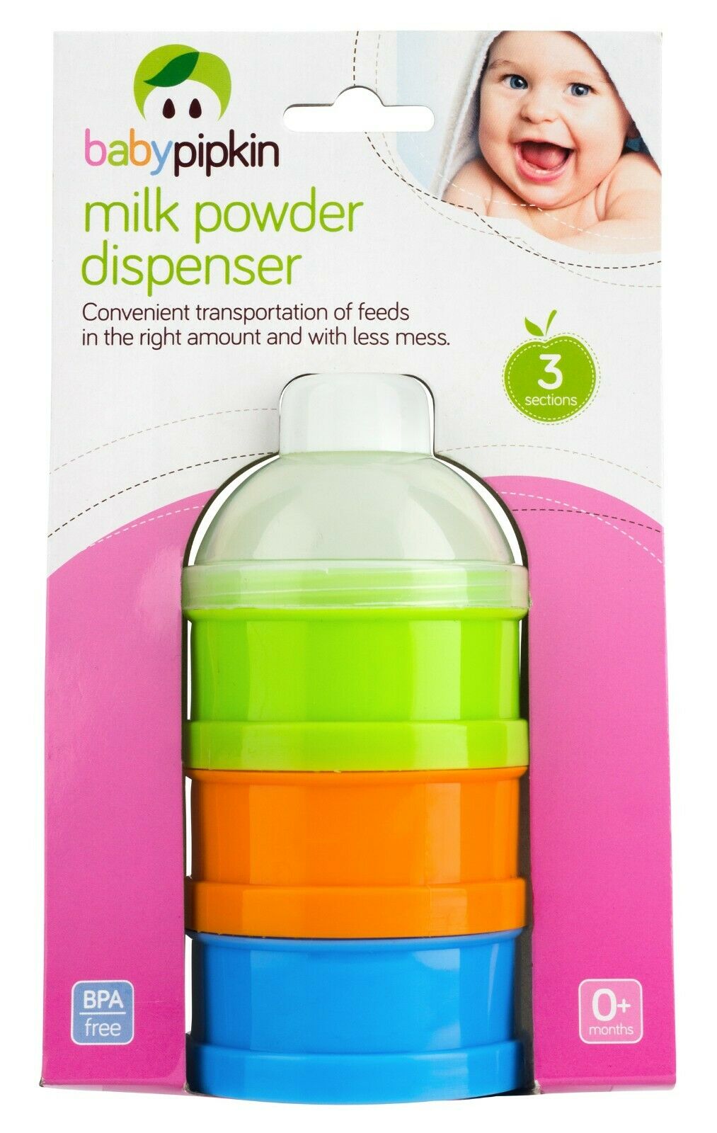 3 x Baby Milk Powder Dispenser Storage Pots Formula Mix Container Snack BPA Free