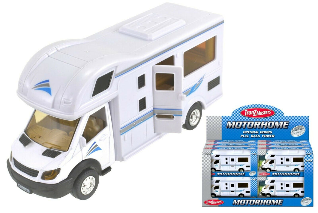White Motorhome Camper Van Die Cast Kids Vehicle Toy Birthday Gift 1:40 Scale