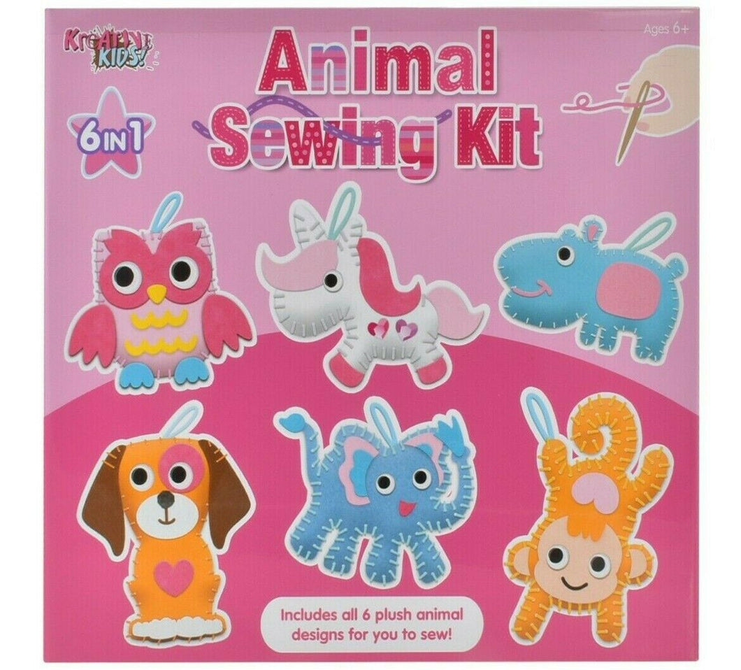 6 in 1 Animal Sewing Kit Make Your Own Felt Plush Animals Kids Xmas Art Crafts
