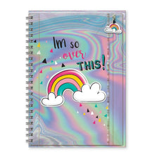 Load image into Gallery viewer, A5 Rainbow Notebook Spiral Bound &#39;&#39;Im So Over This&#39;&#39; Lined PVC Zipper Wallet New
