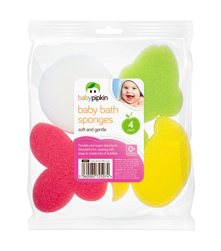 4 x Soft Gentle Baby Sponges For Bath Shower Body Infant Newborn Super Absorbent