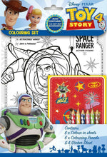 Load image into Gallery viewer, Toy Story 4 Colouring Set Arts and Crafts Pencil Crayons Travel Activity Book
