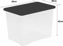 Load image into Gallery viewer, 80L Wham Plastic Storage Box Stackable Container Clear With Secure Clip Lid UK
