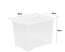 Load image into Gallery viewer, 80L Wham Plastic Storage Box Stackable Container Clear With Secure Clip Lid UK
