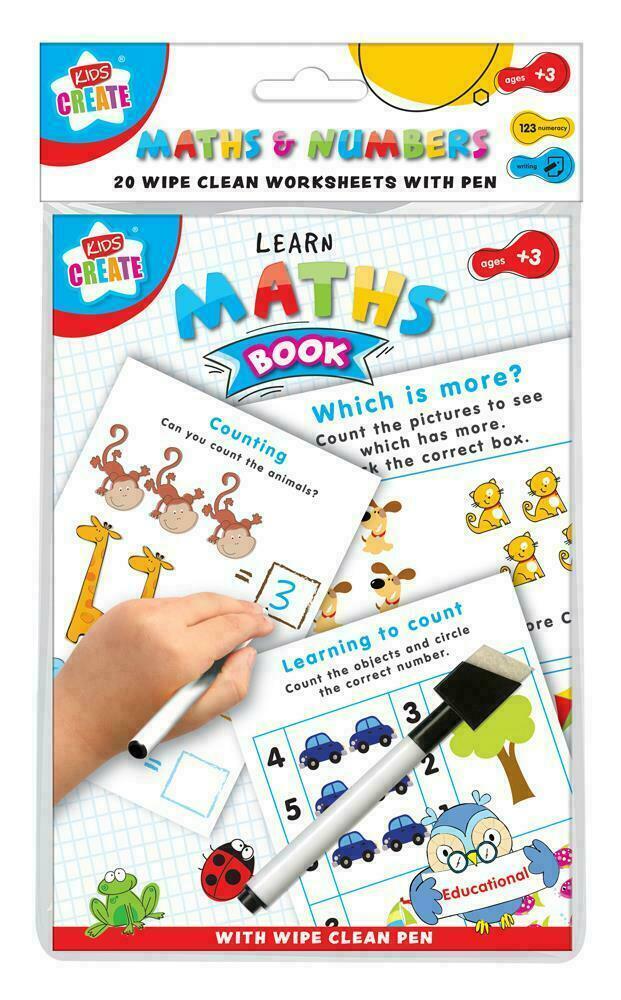 Learn Maths to Count Write Numbers Educational Wipe Clean Book Pre School Kids