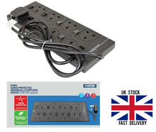 Load image into Gallery viewer, Status 8 Way Surge Protected Individually Switched Extension Socket 2M - Black
