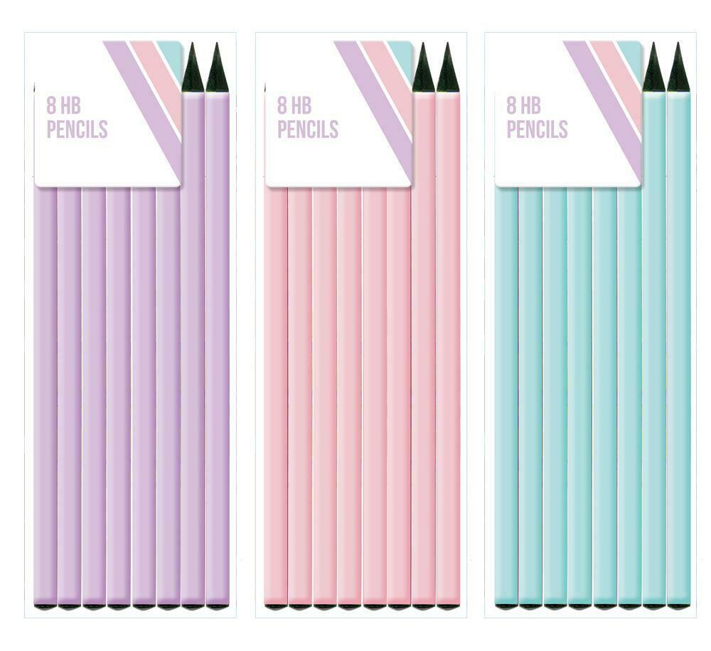 Pastel 8 Pack HB Pencils Set Art Drawing School Office Stationery