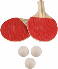 Load image into Gallery viewer, 2 Table Tennis Racket Two Paddle Ping Pong Bat + 3 Balls Bag Net Set UK Gift New
