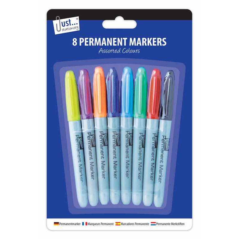 Permanent Markers Pens Coloured Pens Fine Point Tip - Pack of 8