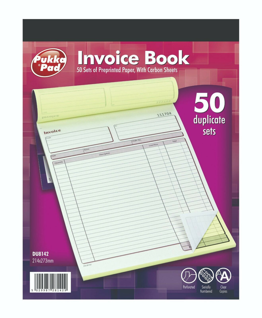 PUKKA PAD Duplicate Invoice Book With Carbon Sheets - 214 x 273mm - 50 Sets