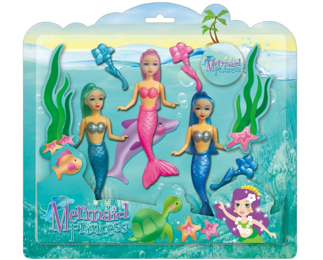 Mermaid Princess Doll Set of 3 Girls Toys Play Time Fun Children Gift Kids Toy
