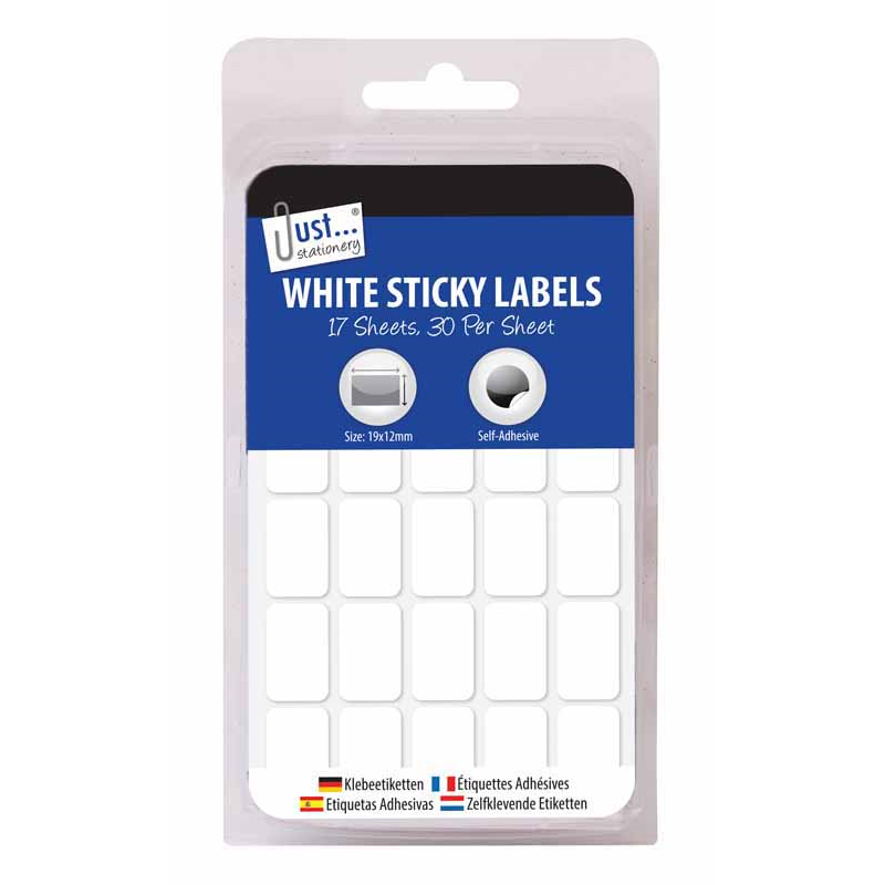 510 Small White Sticky Labels 19 x 12mm Price Stickers Tags Plain Price Labels