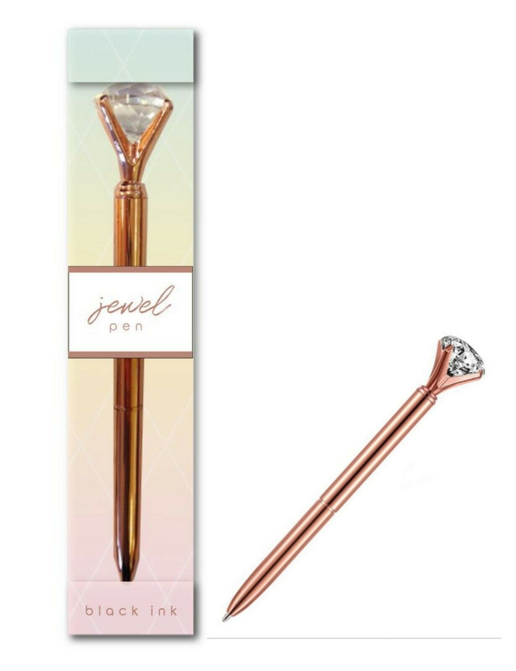 Rose Gold Crystal Diamond Jewel On Top Ballpoint Pen Luxury Bling Metal Pen Gift