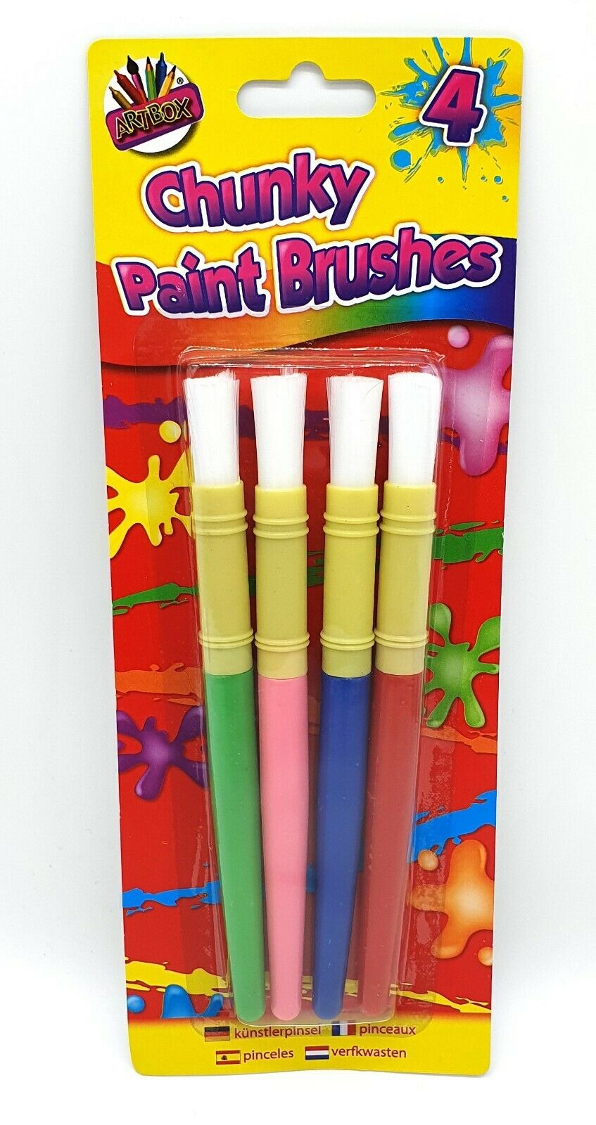 4 CHUNKY PAINT BRUSHES CHILDREN KIDS ART CRAFT PAINTING HOME SCHOOL HOGS HAIR