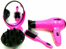 Load image into Gallery viewer, Girls Pink Battery Operated Hairdryer Set Play Toy In Carry Case Birthday Gift
