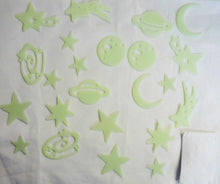 Load image into Gallery viewer, 24 Wall Glow In The Dark Moon+Stars Stickers Baby Kids Nursery Bed Room Ceiling
