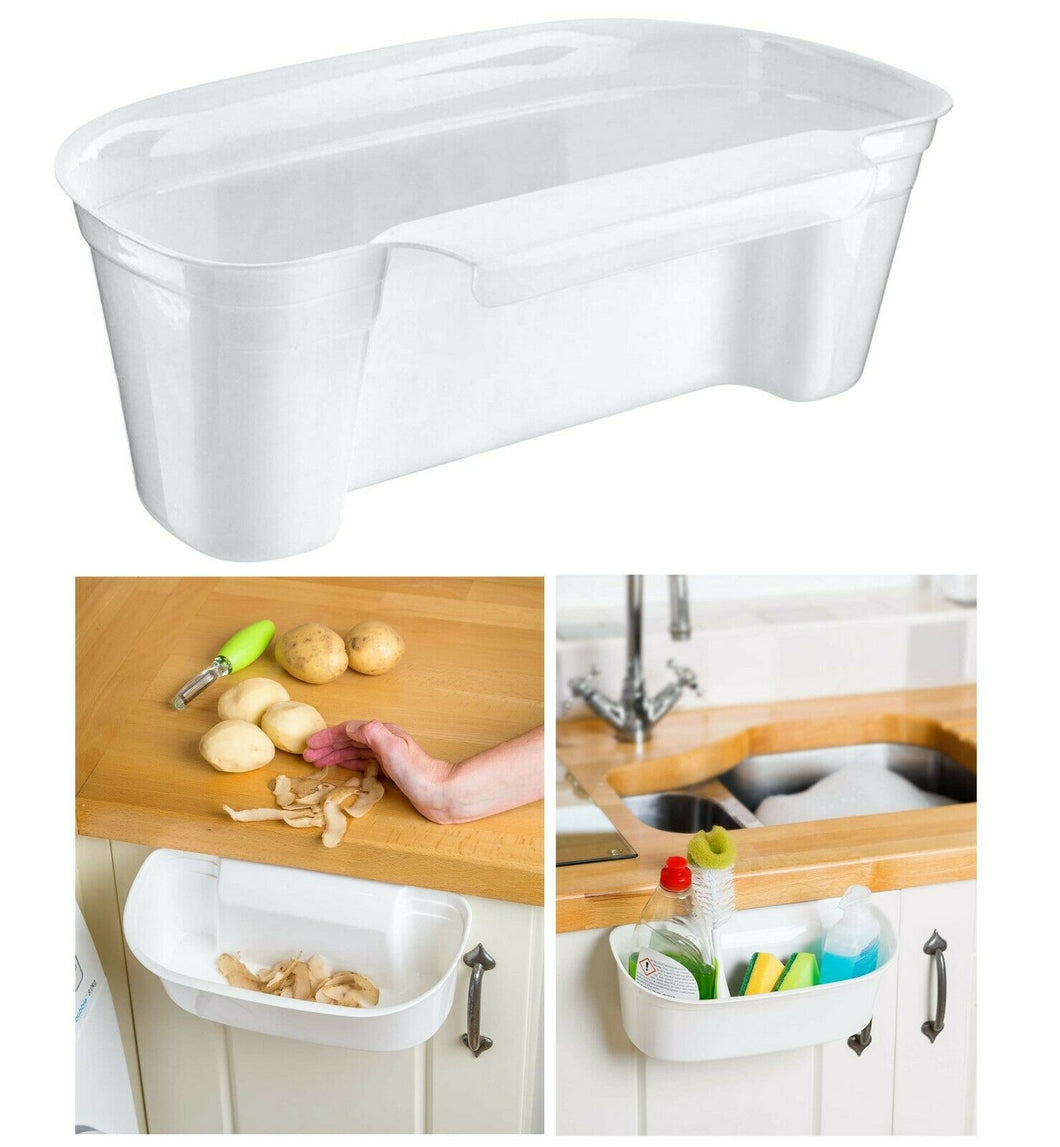 Handy Plastic White Caddy Kitchen Cut & Collect Mini Scrap Waste Bin Storage New
