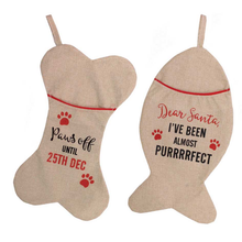 Load image into Gallery viewer, Pet Doggy Cats Hessian Christmas Stocking Reuse Present Gift Sacks Santa Hanging
