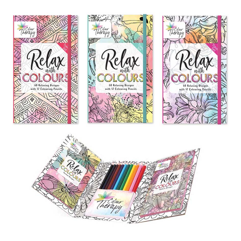 MIND RELAXING COLOURING BOOK Kids or Adult Stress Relief Colour Therapy