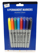 Load image into Gallery viewer, Permanent Markers Pens Coloured Pens Fine Point Tip - Pack of 8
