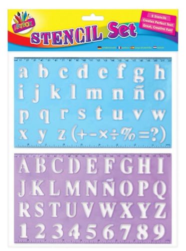 2 x Large Lettering Stencil Set Upper Lower Case Alphabet Number Stencils Kids