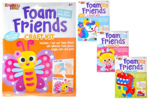 Kids Childrens Craft Kits - 4 Designs Foam Animal Friends Glitter Gem Gift New