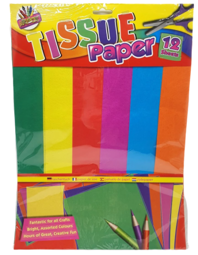 2 Pack of 12 x Tissue Paper Sheets Mixed Colours Acid Free Craft Paper 36 x 67cm
