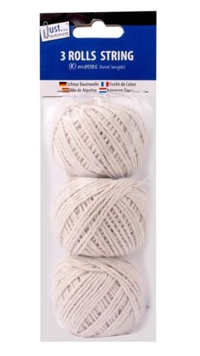 Pack of 3 Cotton String Balls Grey Strings Twine Rope Household Home Office