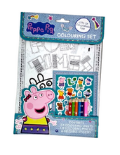 Load image into Gallery viewer, Peppa Pig Colouring Set Art &amp; Craft Pencils &amp; Stickers Travel Activity Book New
