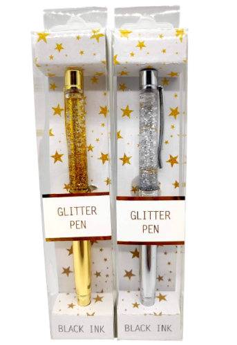 Metal Glitter Ballpoint Pen Black Ink School Office Stationery Writing Gift New